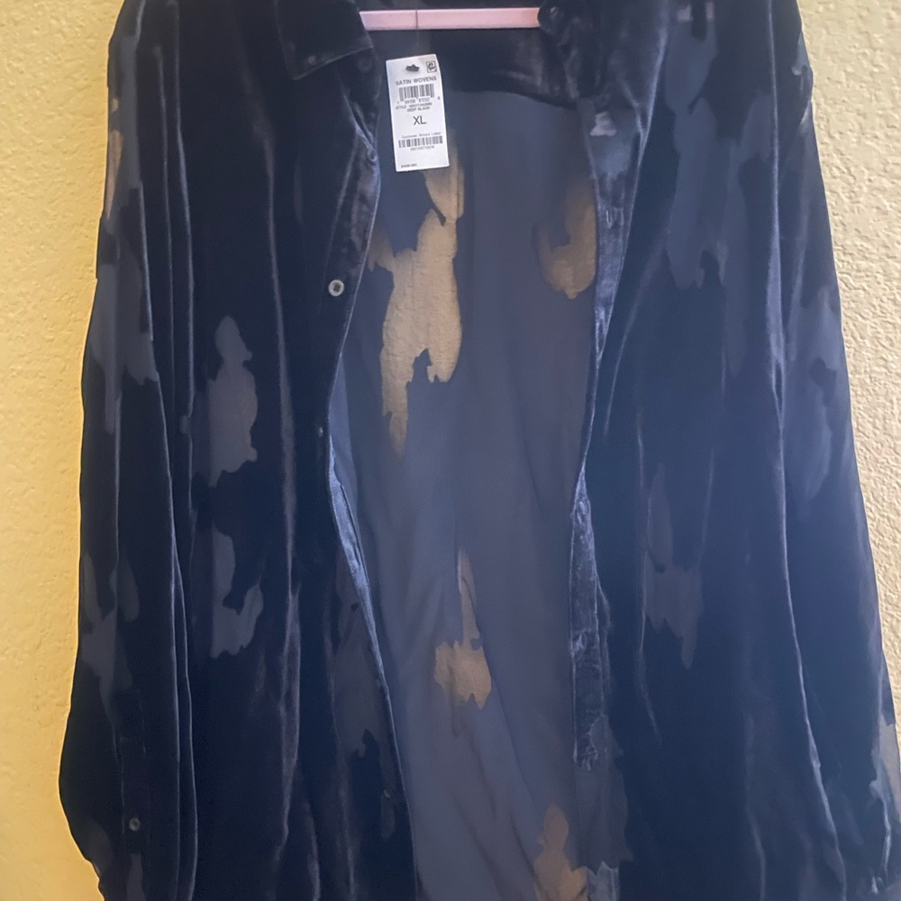 INC International Concepts Black and Gray Casual Button Down Shirt